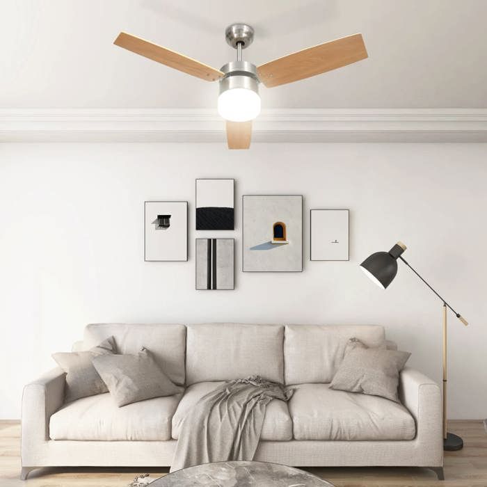 Ventilateur de plafond avec lampe et télécommande - VIDAXL - 108cm - Marron - LED