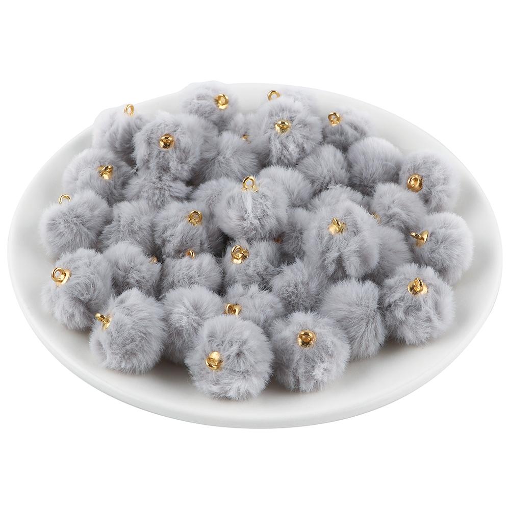 20pcs Plush Fur Cover Ball Beads Charms Cute Bead Pendant for DIY Jewelry Making Accessories Handmade Earring Bracelet