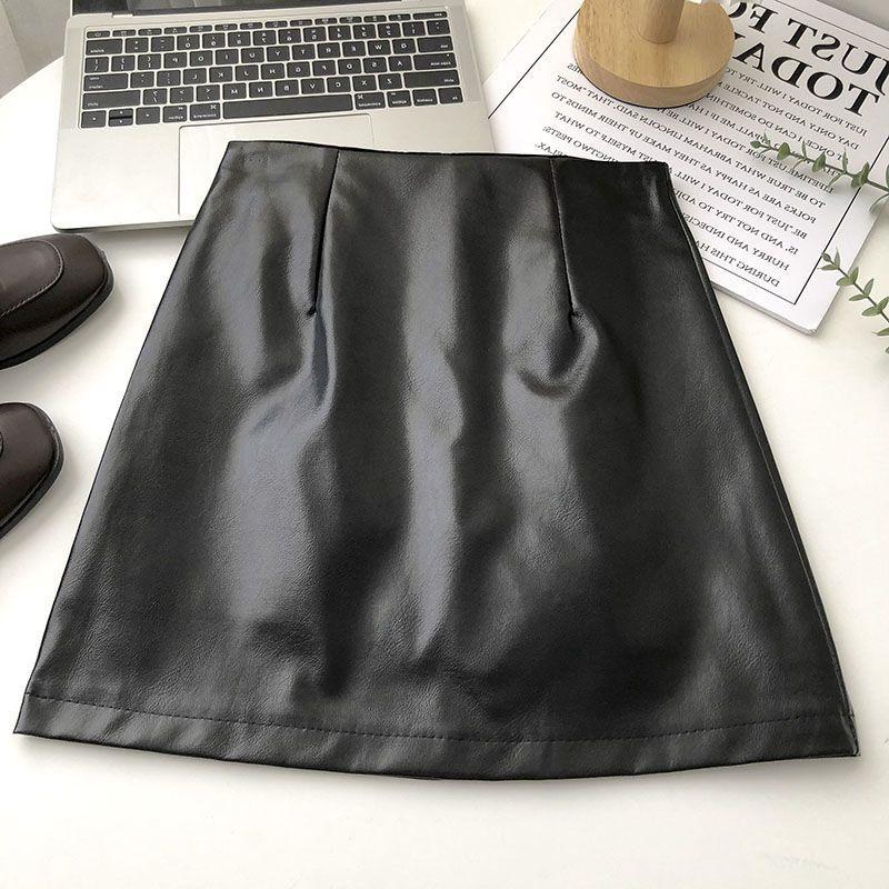 Silver High-Waist Leather Mini Skirt: Anti-Exposure, Korean Style, Versatile for Spring/Autumn, 2025 Women's Fashion