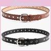 Hiphop Punk Women Pu Belt With Rope Punched Hollow Out Design For Casual Wear