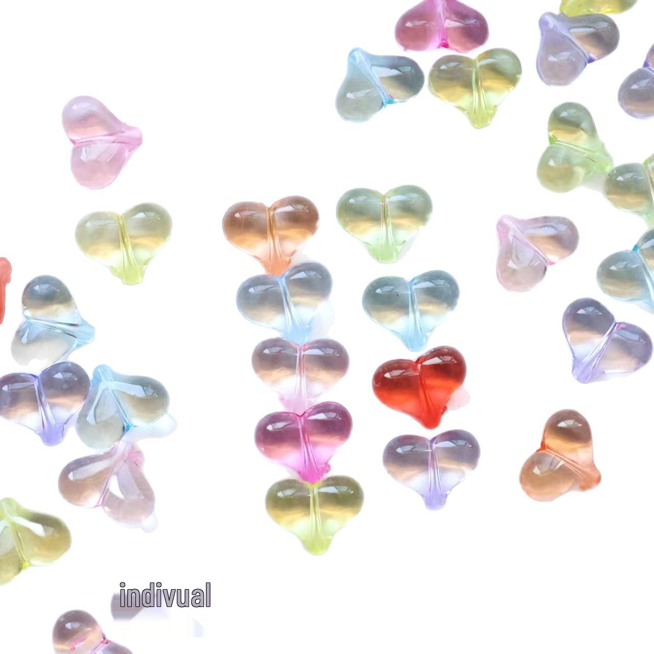 Colorful Transparent Heart-Shaped Peach Beads for DIY Jewelry and Earrings Mini Heart Peach