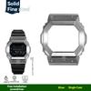 GX56/GWX56 Watch Band + Metal Bezel Case Strap for Casio G-Shock GXW56/GWX56BB -Stainless Steel Silver/Black + Replacement Tools