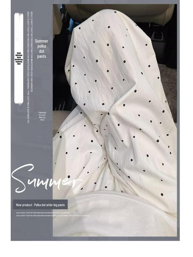 2025 Women's High-Waist Ice Silk Polka Dot Wide-Leg Pants by Yamamoto