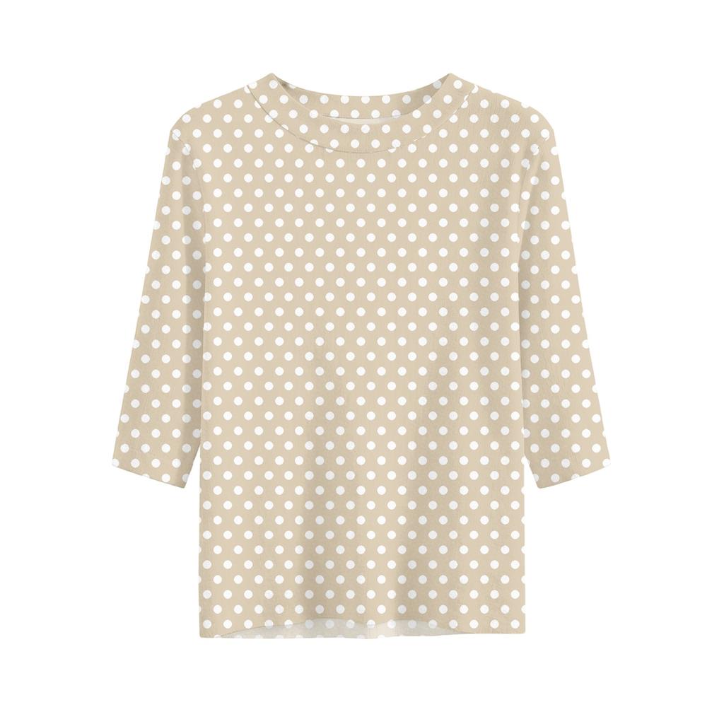Women's Casual Loose Fit Short Sleeve Top Round Neck Lightweight Comfortable Soft Fabric Polka Dot Pattern Everyday Wear