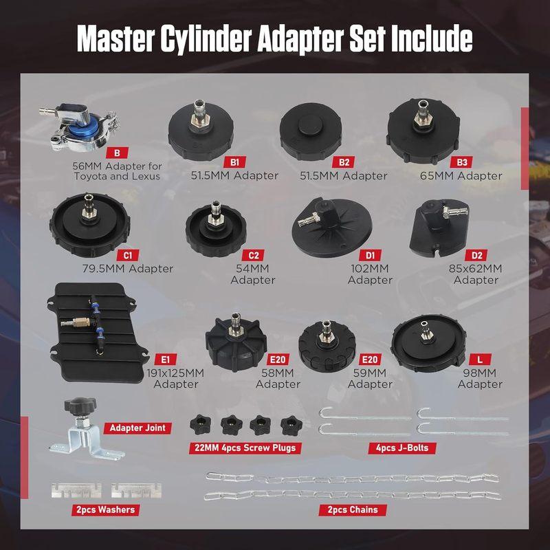 12-Piece Brake Bleeder Kit with Quick Connector and Master Cylinder Adapter for Most Vehicles