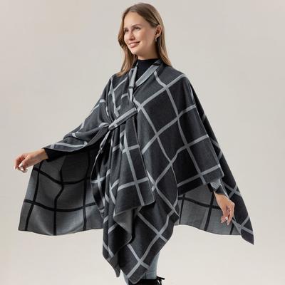 Solid Color Plaid Cape, Cloak Outside, Girls Go Out To Travel, High-End Shawl, Plain Big Shawl Outside