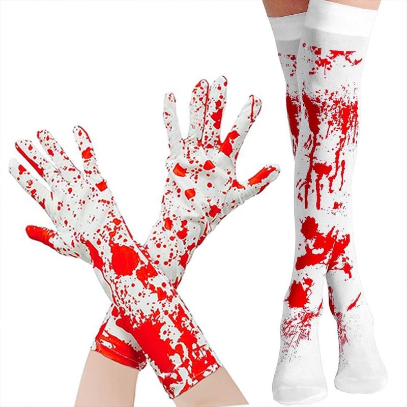 Sturdy Polyester Halloweens Prop Set Including Gloves Socks Apron for Horror Theme Parties