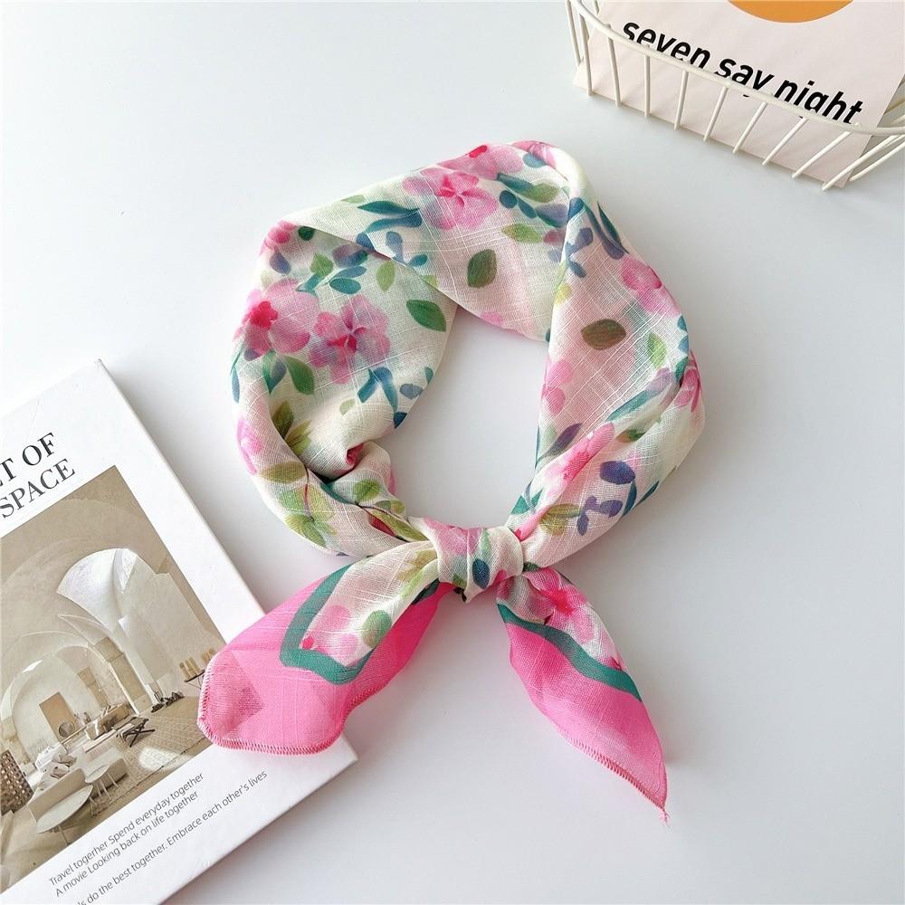 

Cotton Linen Neck Scarf Square Sunscreen Head Scarf Fashion Neckerchief 10