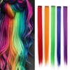 Synthetic Clip in Hair Extensions Rainbow Colorful Wig Hairpieces Wig Hair Accessories  Girls