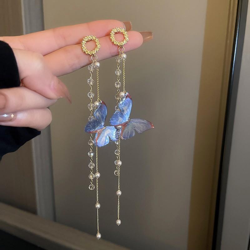Fashion Earrings Long Butterfly Earrings Long Tassel Earrings