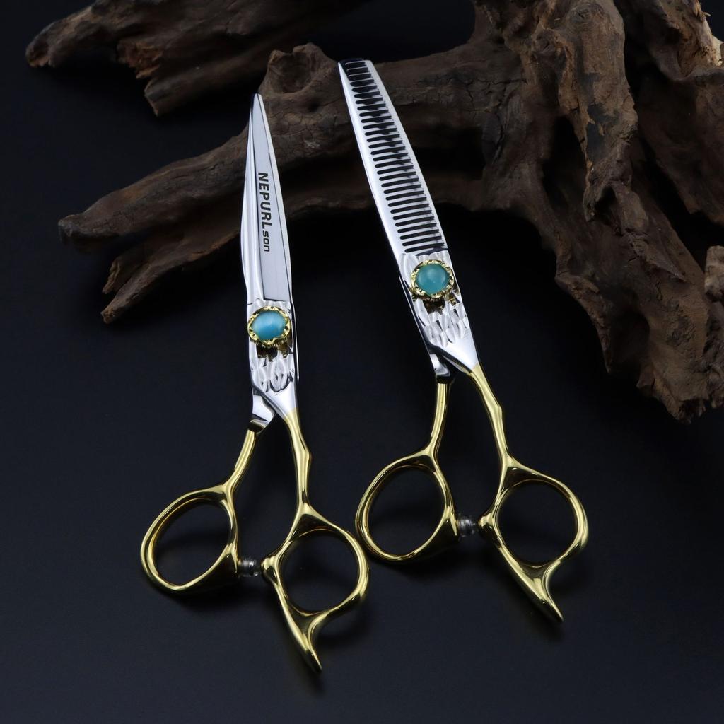 Semi-gold 6.0 Inch Nimpson Opal, Hair Scissors, Hair Scissors, Tooth Scissors, Thinned