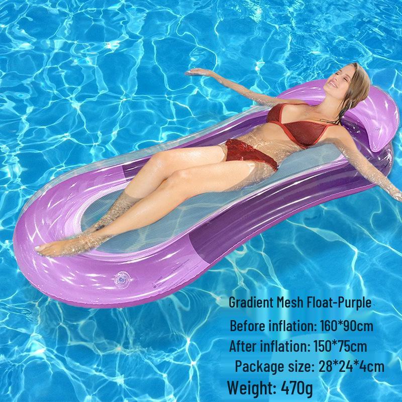 Foldable Striped Inflatable Pool Float Hammock Recliner