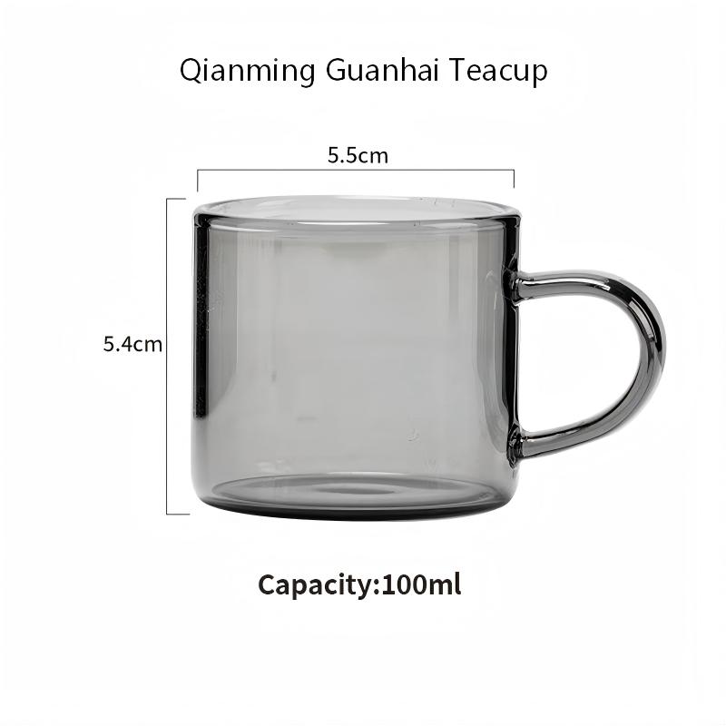 HeY LiLac 100ml Serene Light Glass Teacup | Heat-Resistant Glass Handle Cup for Loose Leaf & Gongfu Tea-Qianming Guanhai  200ml