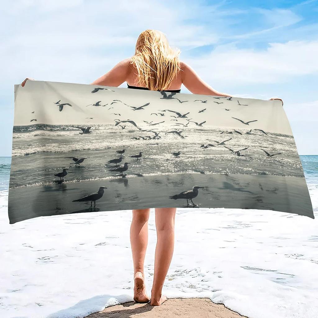 Beach Towels Retro Autumn Spring Birds Soft Towel Multipurpose Bathroom Beach Towel Oversized Beach Blanket Sand Free Towel