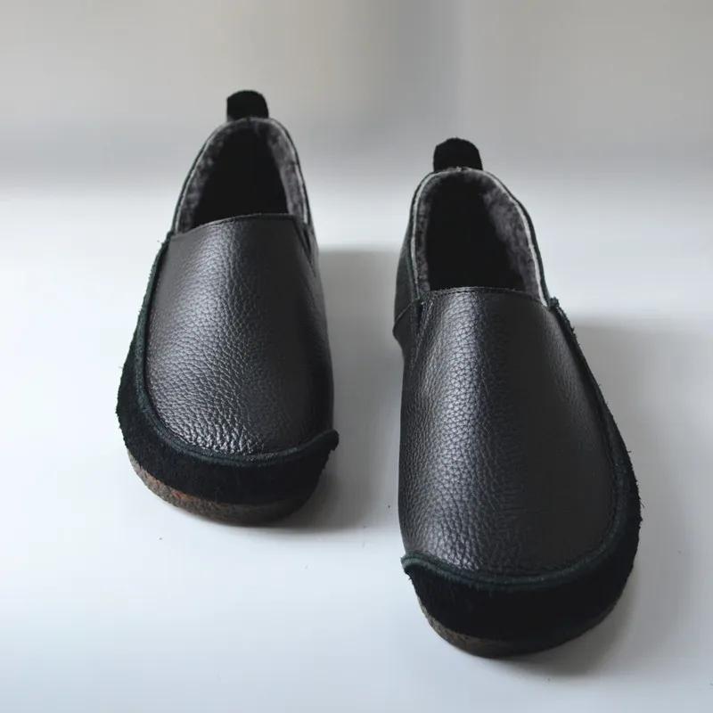 Модные мягкие наружные овчинные внутренние овчинные шерстяные теплые туфли на плоской — фото 4