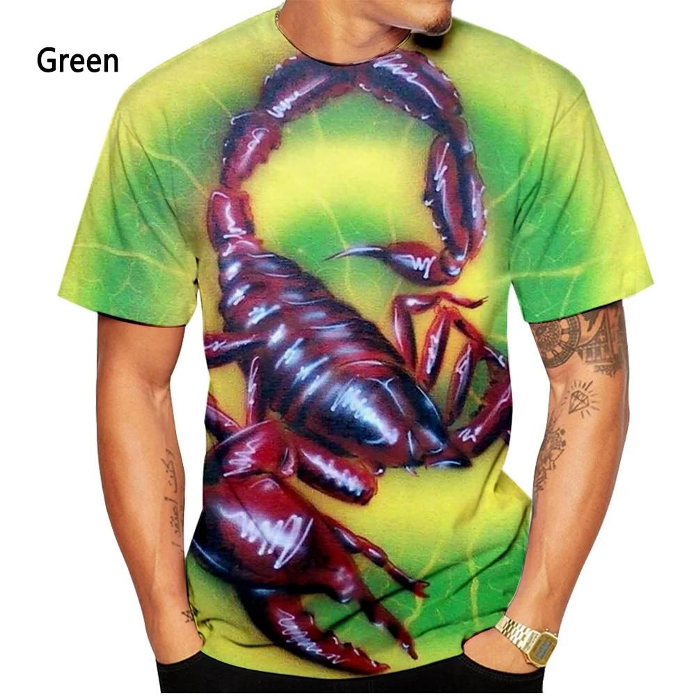 Tricou la modă pentru bărbați, vară, lejer, cu mânecă scurtă, tricou cu imprimare 3D Scorpion