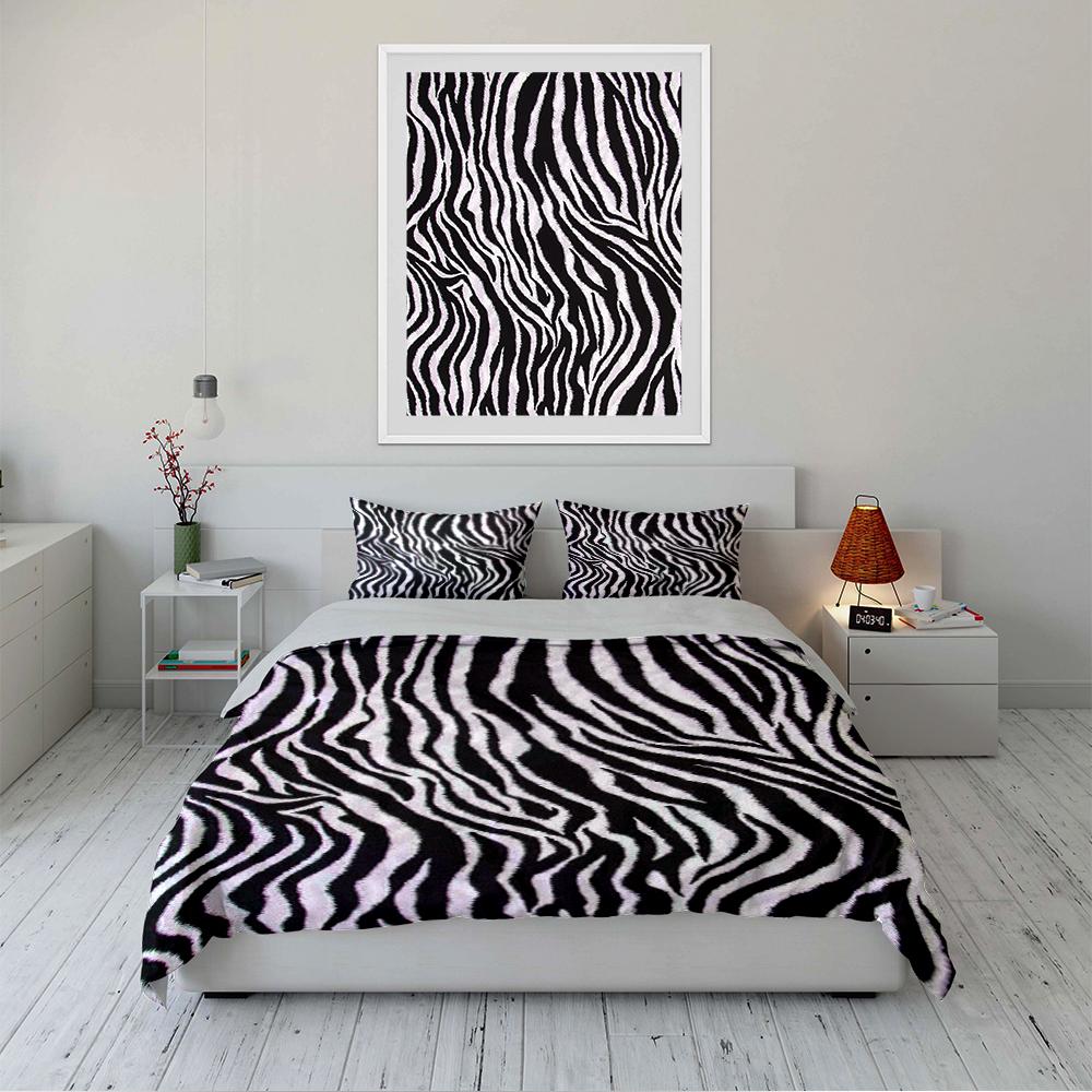Zebra Print Black and White Bedding Set Bedding set (1 duvet cover, 2 pillowcases, duvet not included)