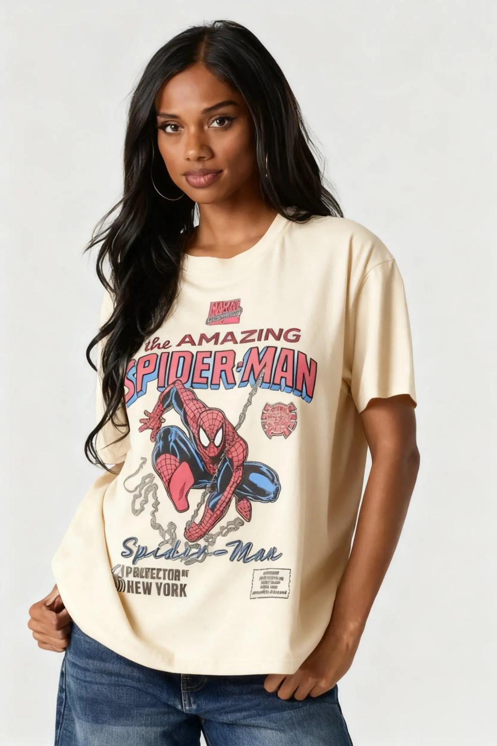 Футболка с принтом Человек-паук Marvel Comic Женская Мужская Хлопковая Графическая Футболка Супергеройский Принт Уличная Одежда Оверсайз Повседневный Топ Летний Новый Y2k 4XL