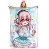 Japanese Anime Super Sonico  Cartoon Plush Blanket Boy Girl Flannel Throw Blanket For Bedroom Soft Warm Custom Quality Bedspread