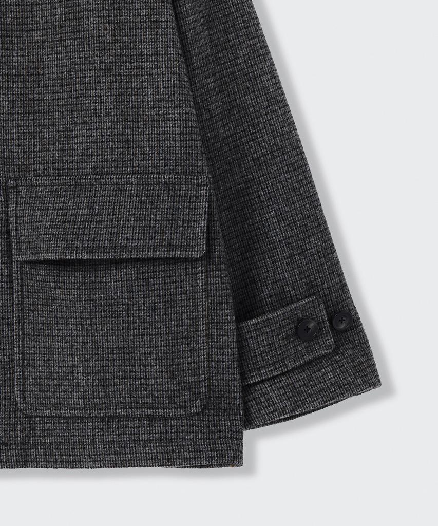 Musinsa Standard Wool Blend Tweed Oversized Half Balmacaan Coat [Grey]