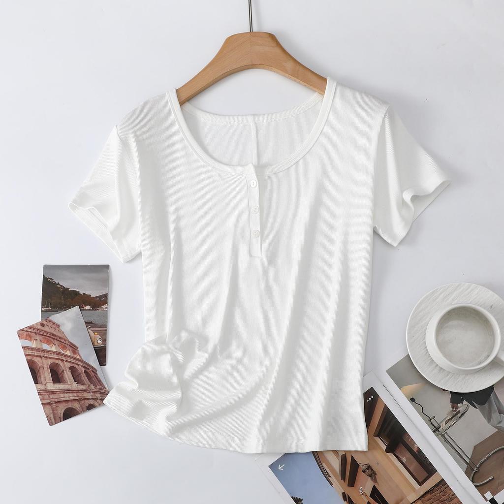 Women's Lightweight Tencel Short-Sleeve Round Neck T-Shirt - Soft, Loose-Fit, Solid Color, Summer Cool Style