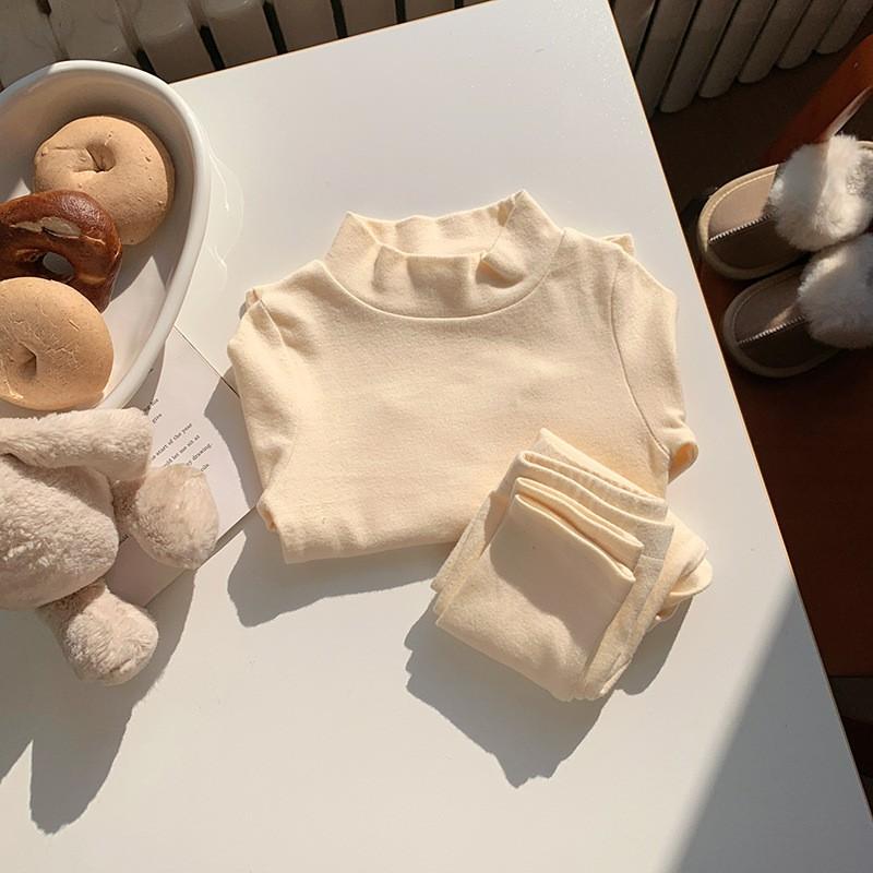 Kids Thermal Pajama Set Long Sleeve Cotton Fleece-Lined Sleepwear Boys Girls Winter A-Class Safety
