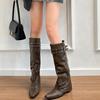 Fashion Designer Rivet Woman Knight Boots Shoes Ladies Elegant Thick Heel Trouser Legs Long Botas Autumn Winter Women's Booties