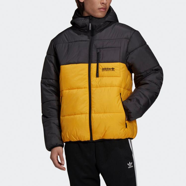 Adidas Originals Embroidered Logo Color-Block Hooded Cotton Jacket Men Outerwear Black H13573