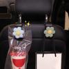 2PCS Cute Plush Flowers Car Seat Back Hooks Storage Vehicle Headrest Organizer Hanger for Groceries Bag Handbag Car Accessories