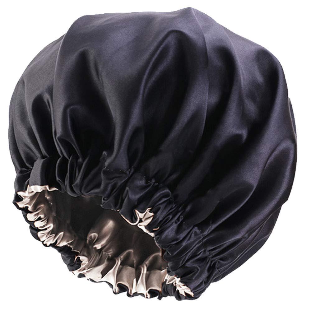 Women's Double-Layer Satin Sleep Cap - Adjustable Elastic Band for Soft Hair Protection