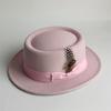Spring Autumn Billycock Felt Small Brim Feather Bowler Hat Women Men's Fashion All-Matching British Style Hip Hop Fedora Hat