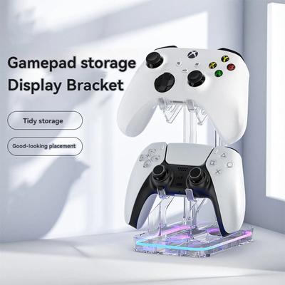 Suport pentru controler de joc dublu RGB Suport acrilic pentru mâner pentru gamepad Afișaj pentru X/PS4 Switch Pro/PS5/Xbox Joystick Rack Stand