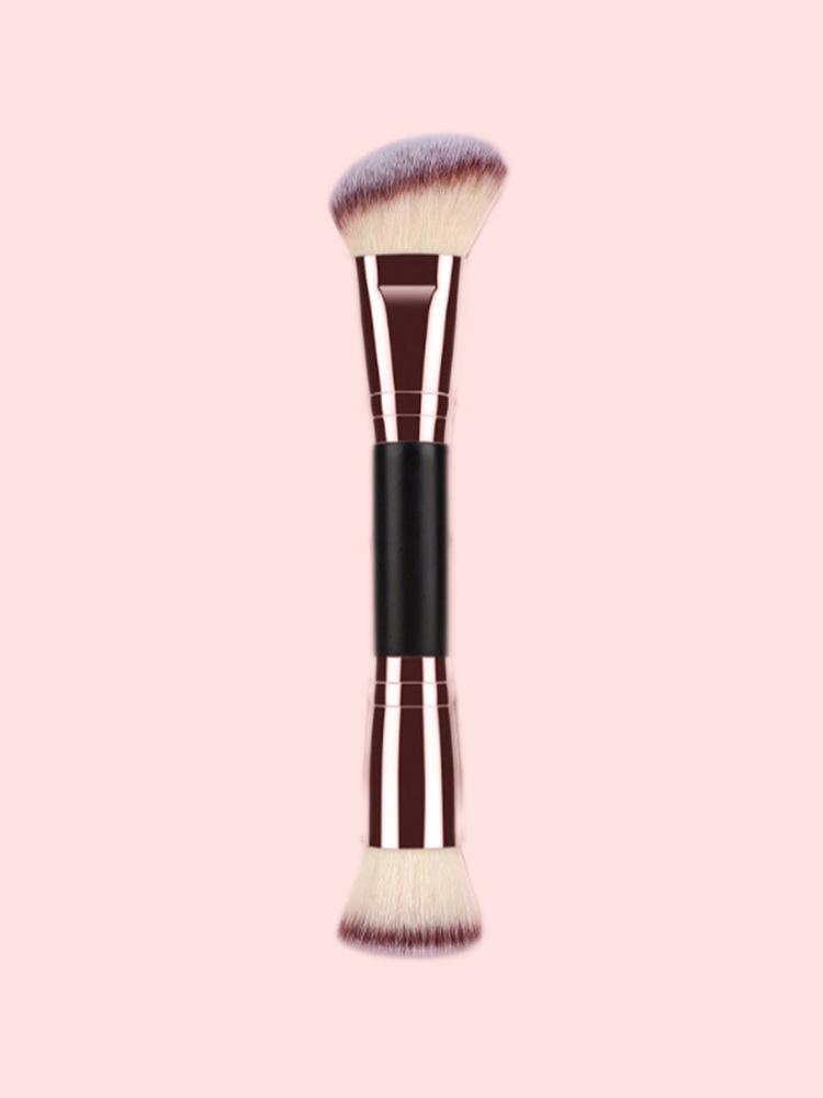 Dual-Ended Makeup Brush Set: Soft Contour, Angled Shadow, Loose Powder, Highlighter, Blush Brushes