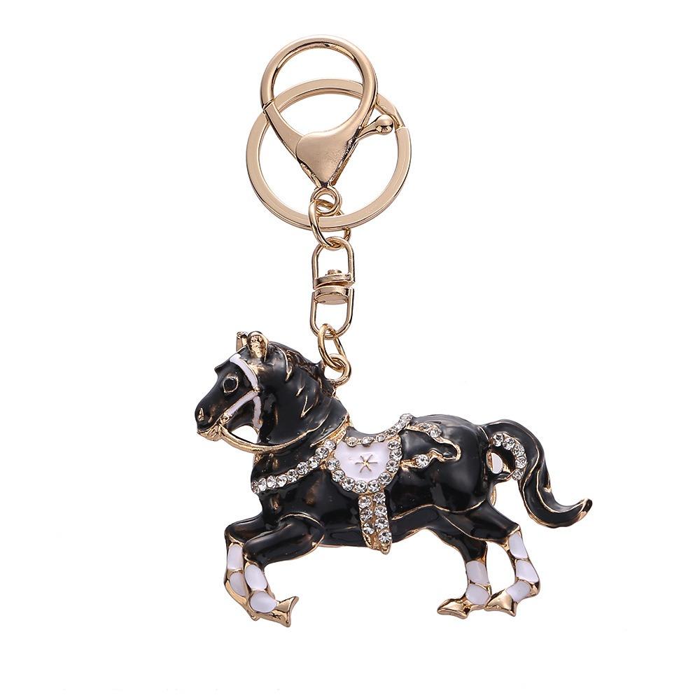 Sparkling Rhinestones Horse Keychain Colorful Backpack Pendant Car Key Chain Backpack Decoration