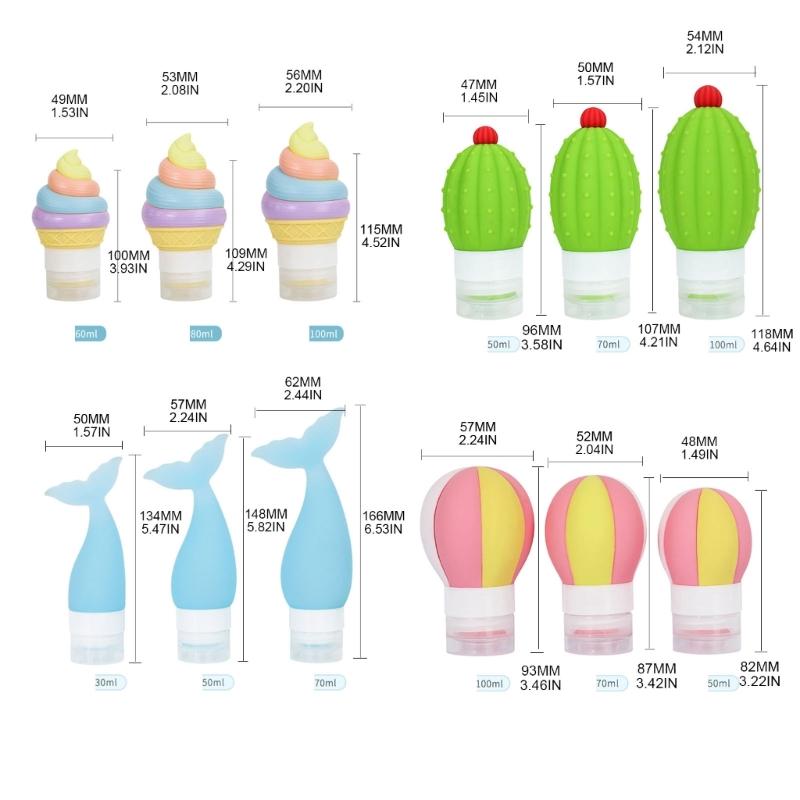 Silicone Travel Bottle Liquid Dispenser Multifunctional Storage Bottles Supplies for Adults Women Makeup Lotion Liquid