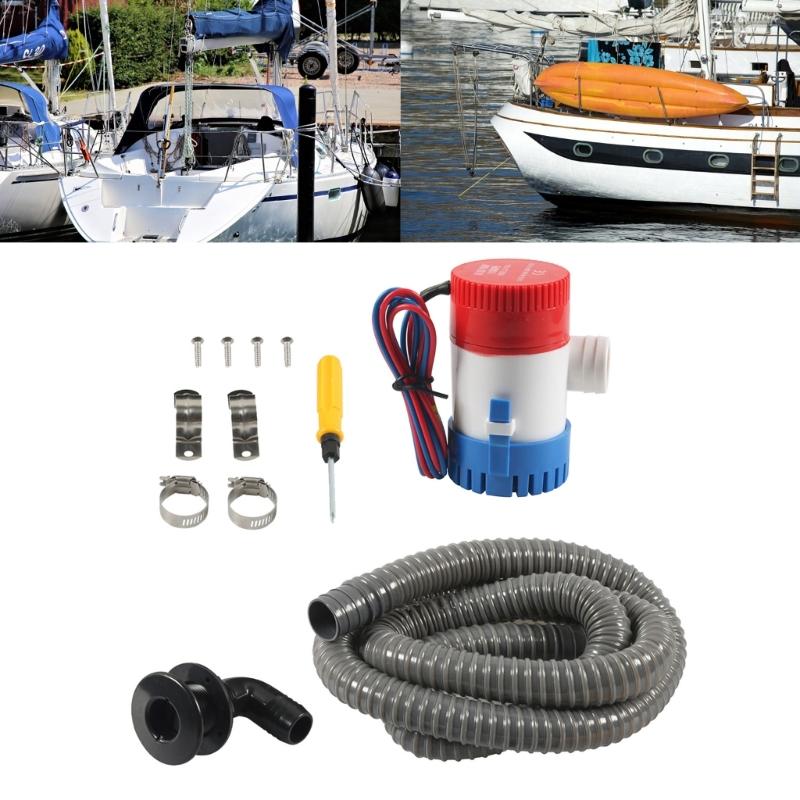 High Efficiency Marine Bilge Pump Hose Plumbing Kit 1-1/8 Inch with Elbow Thru Hull Scupper Fit for Safe and Dry Boating