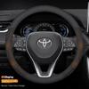 For TOYOTA Crown CHR Yaris Corolla Auris Rav4 Prius Camry raize Prado Carbon fiber Suede Car Steering Wheel Cover Accessories