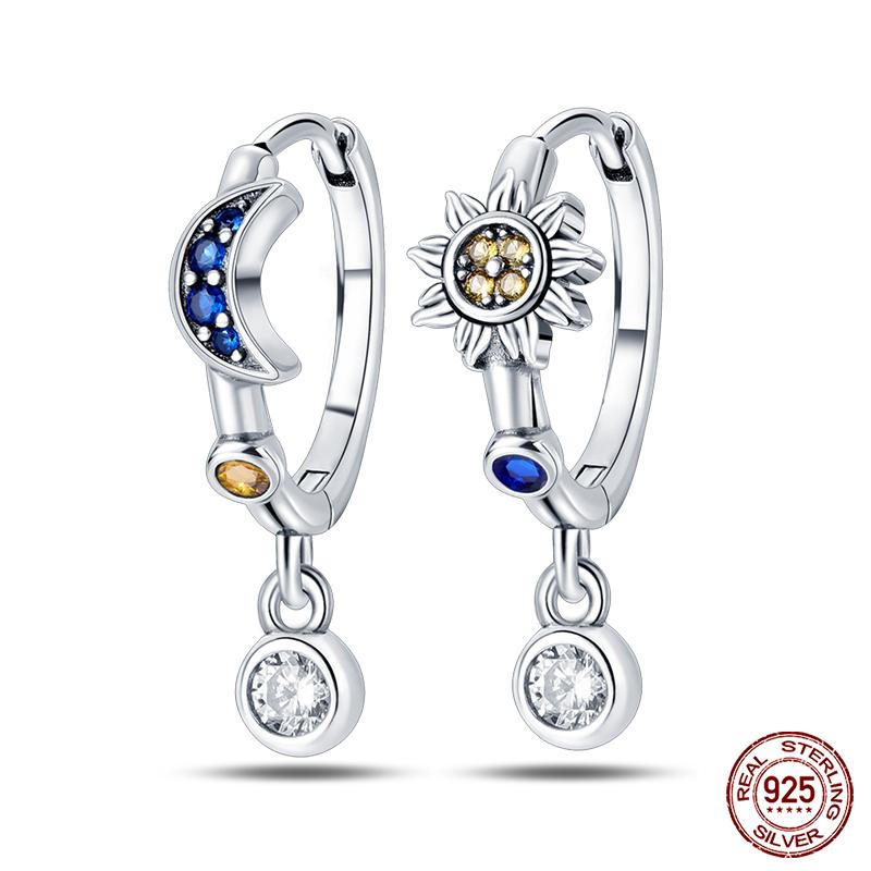 Real 925 Sterling Silver Star Earrings For Women Sparkling Zircon Ear Studs Luxury Fine Engagement Wedding Jewelry Gift For Girl