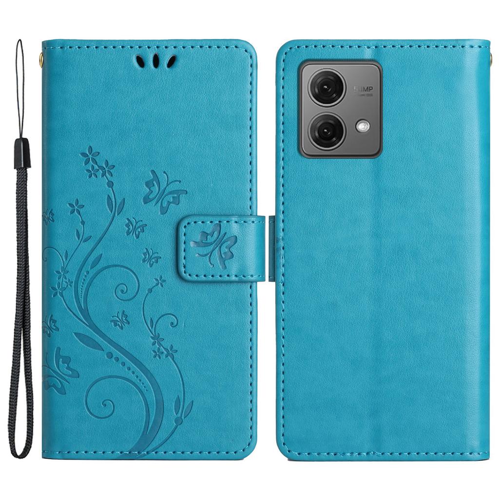 For Motorola Moto G84 5G Leather Case Butterfly Floral Shockproof Phone Cover with Wallet