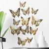 12 Pieces Colorful Butterfly Wall Stickers Set 10 Colors Hollow Cut Out DIY Pearl Paper Simulation Decor for Home Room