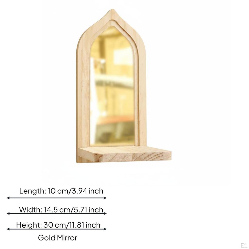 Holz Wandspiegel Regal Holzrahmen Bogenförmig Vielseitig Wohnkultur für Schlafzimmer, Wohn