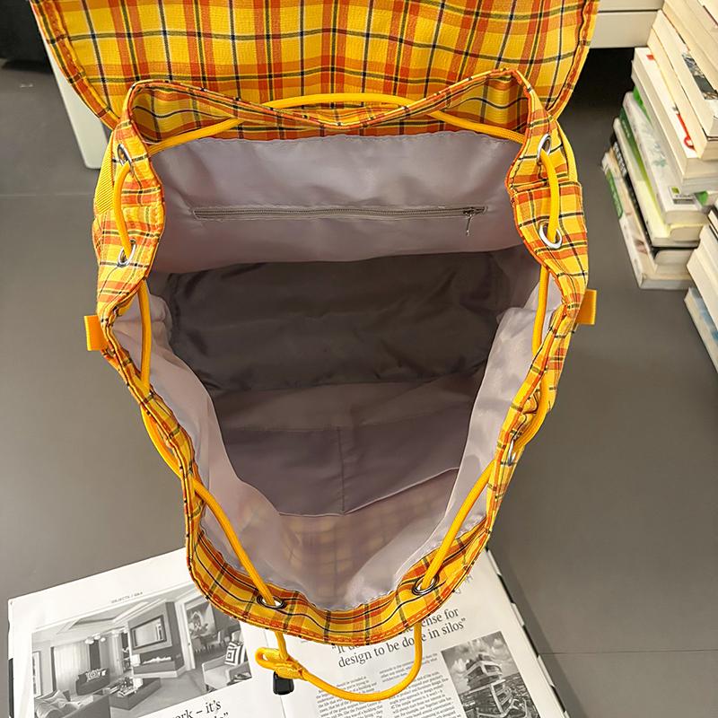 Vintage Plaid Men's Backpack Student Backpack Color Block Women's Schoolbag