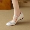 Krazing Pot Sheepskin Summer Autumn Size 40 Low Heels Crystal-studded Mary Janes Square Toe Gladiator Shallow Pumps