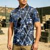 Men's Tactical Short Sleeve Polo Shirt Loose Fit Breathable Outdoor Quick Dry Camouflage Print with Magic Tape Patch Area