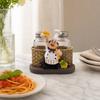 DYS Salt And Pepper Shakers Set, Decorative Resin Chef Statue Spice Organizer, Glass Seasoning Holder for Kitchen Dining Centerpiece