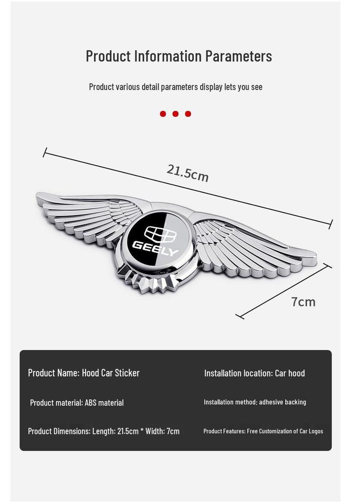 Geely Auto Motorhauben-Emblem-Aufkleber für die Modelle Xingyue L, Xingyuan, Xingrui, Emgrand, Boyue Pro