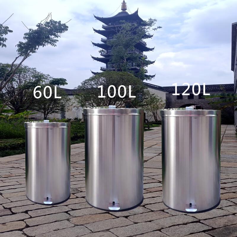 Large 100L Stainless Steel Round Pedal Fireproof Trash Can