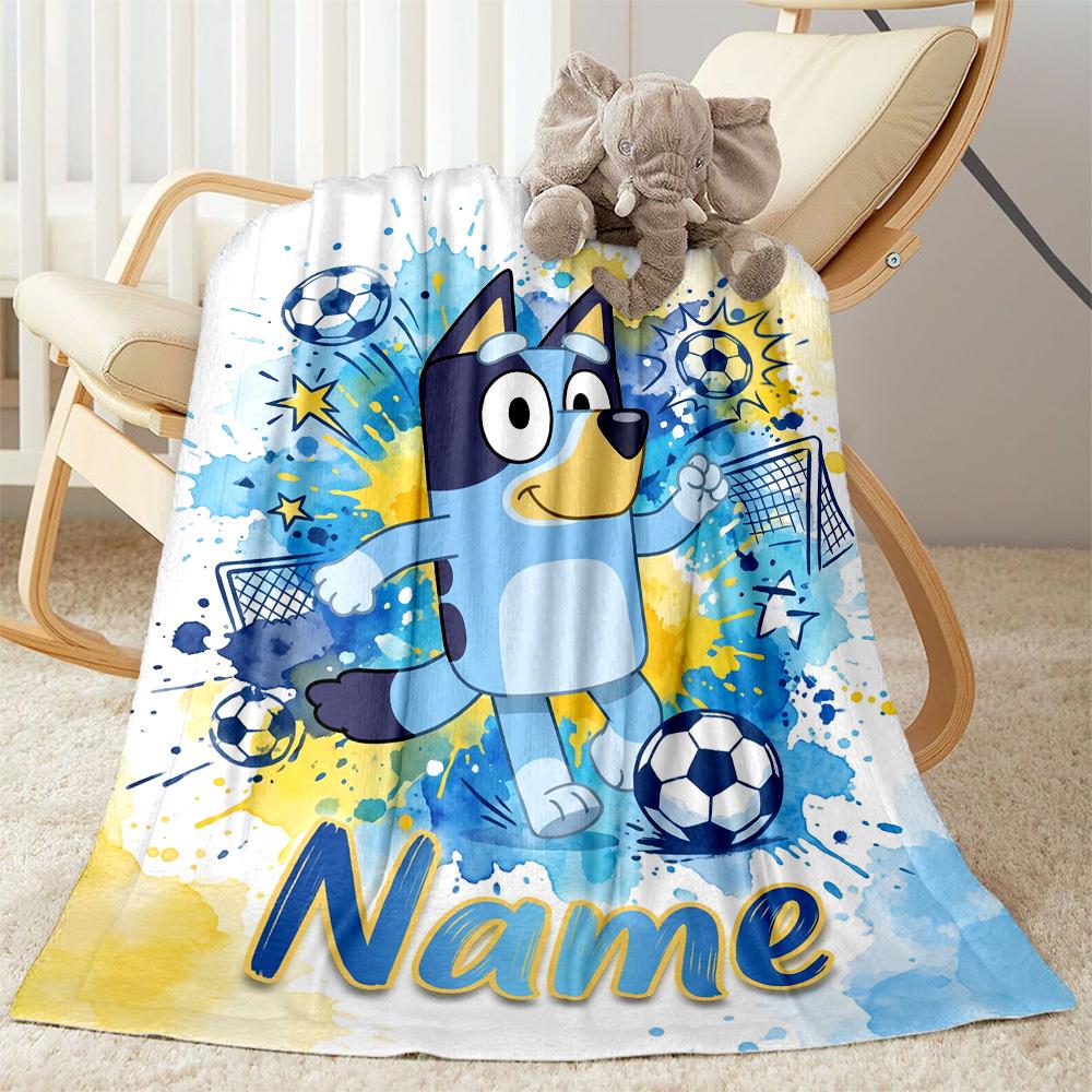 Bluey Scores Again! Customize Text Blanket Multi-purpose Personalized Blanket Ultra-Soft Great for Office Picnics Seaside Sofa Four Seasons Universal