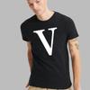 Fashion T-shirt White English Letter Font A B C D E F G Short Sleeve Tops O-neck Black Casual T-shirt Clothing Commuter Tops