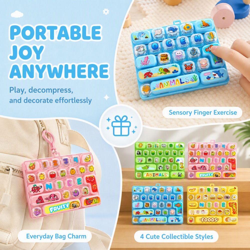 Cute 26 Keyboard Keychain 26 Grid Fidget Toy Funny Fingertip Button Keyring Office Use